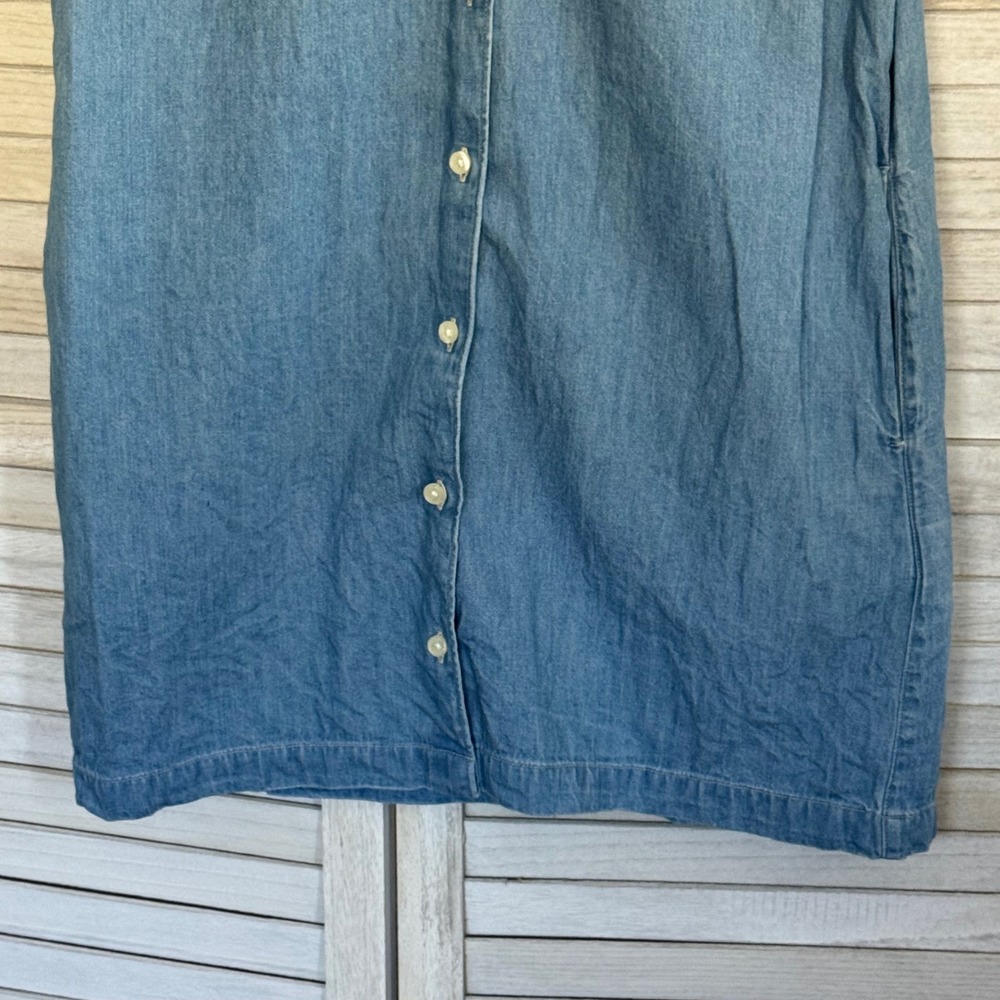 Levi's Women's Chambray Denim Shirt Dress Blue Button Front Short Sleeve Size S - Picture 4 of 10